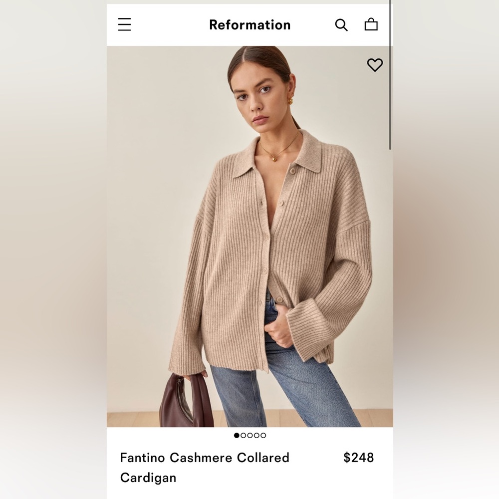 NWT Reformation fantino cashmere collared sweater (oatmeal color)